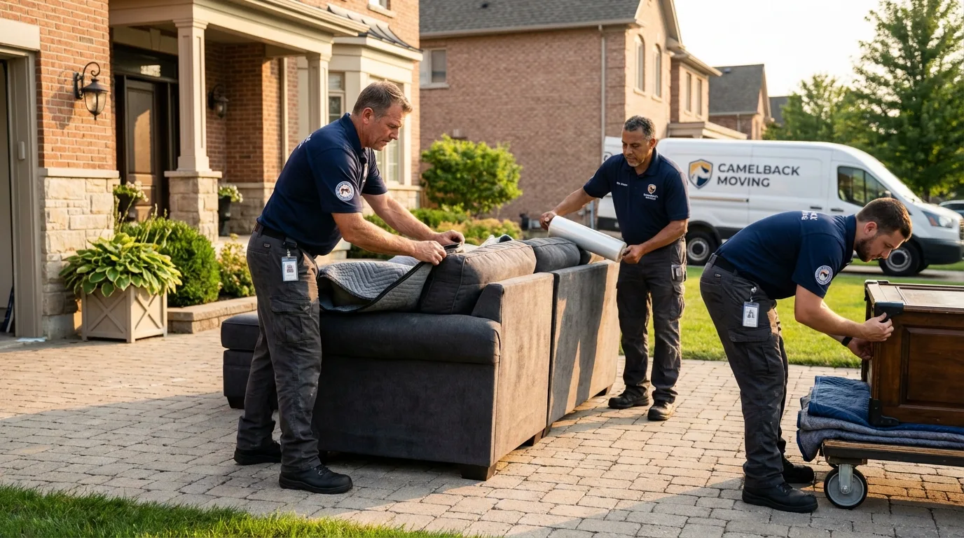 Large estate moving crew wrapping furniture in Upton, WY